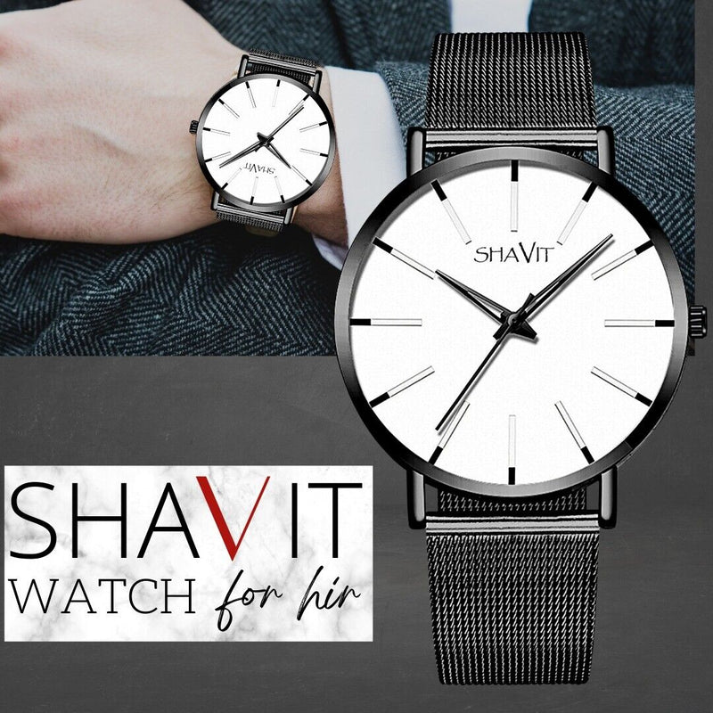 Luxury Men's Quartz Watch Stainless Steel Analog Ultra Thin Waterproof Business Mostore.com