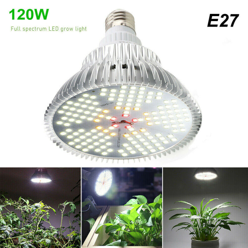120W LED Grow Light Lamp E27 Grow Lamp Full Spectrum White Hydroponic Plants Veg American Varieties