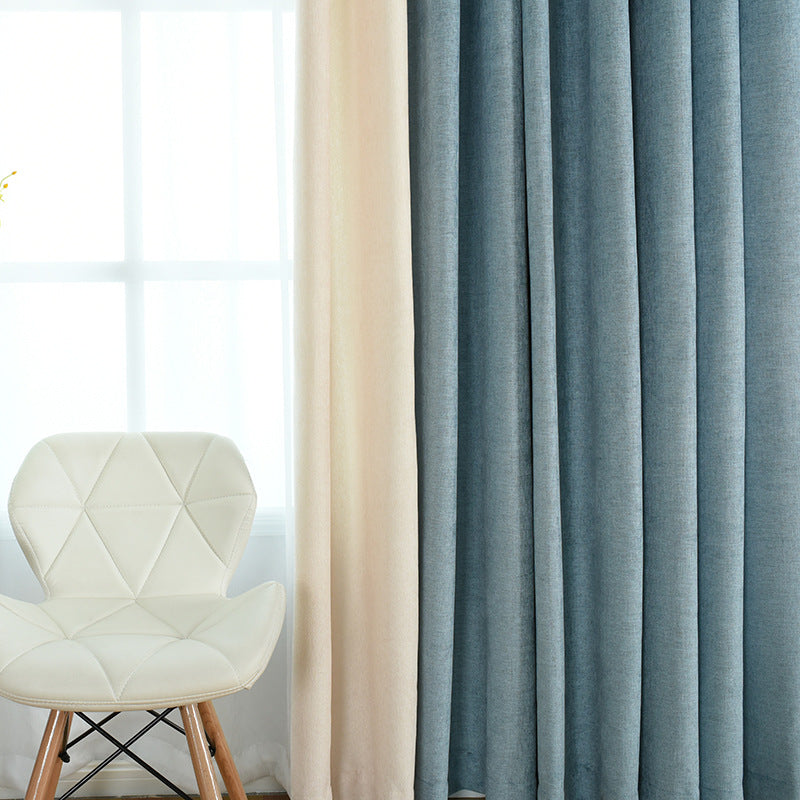 Factory direct stitching simple solid chenille curtain high shading curtain finished living room bedroom curtains CJ
