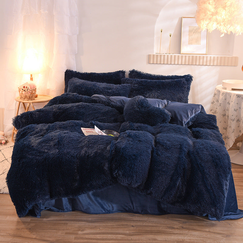 Luxury Thick Fleece Duvet Cover Queen King Winter Warm Bed Quilt Cover Pillowcase Fluffy Plush Shaggy Bedclothes Bedding Set Mostore.com