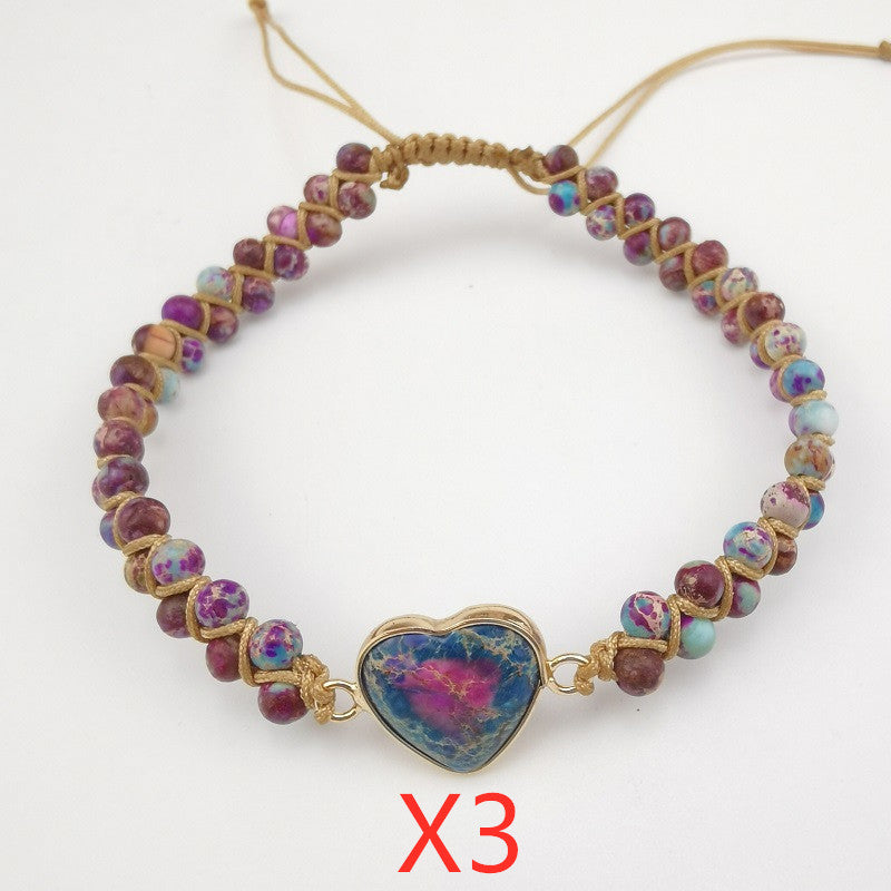 Red Emperor Stone Bracelet Peach Heart Love Bracelet Braided Bracelet Mostore.com