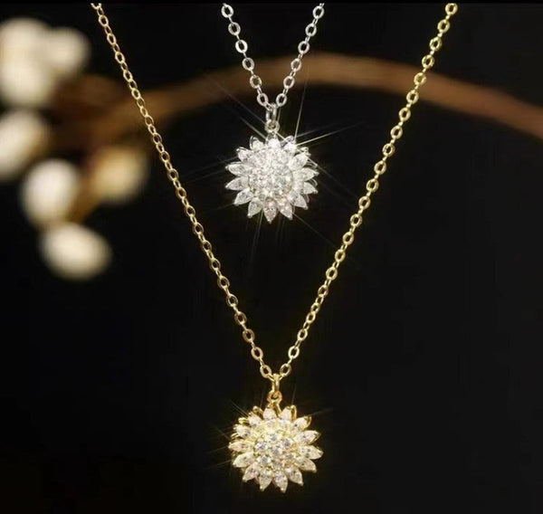 Rotatable Sunflower Necklace Full Of Diamonds Mostore.com