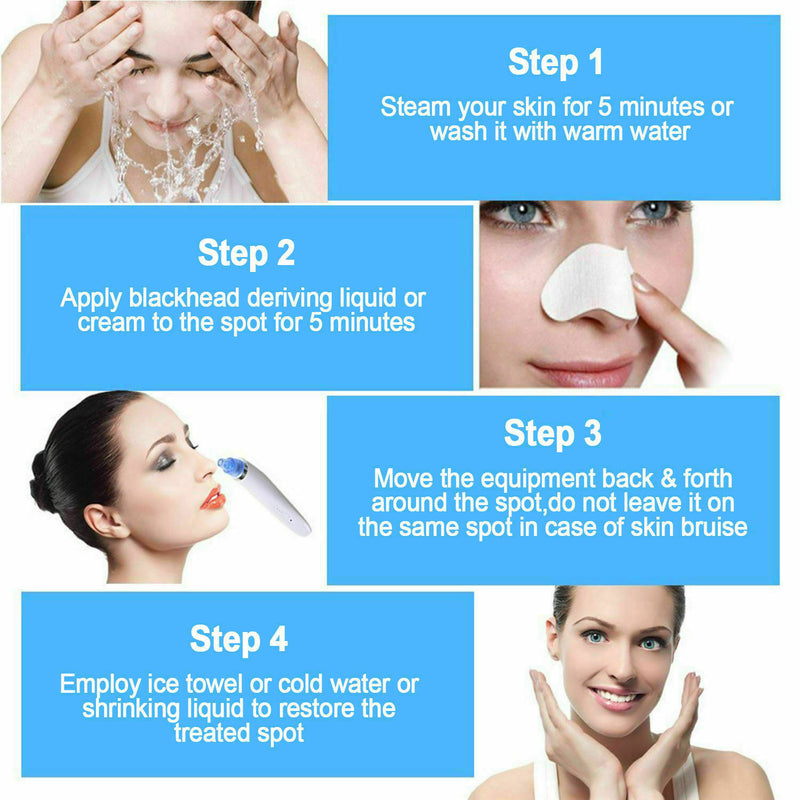 Electric Blackhead Vacuum Pore Cleaner Acne Pimple Remover Strong Suction Tool Electric Blackhead Remover Pore Vacuum Suction Diamond Dermabrasion Face Cleaner Mostore.com