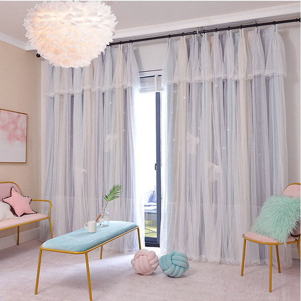 Nordic Simple Hollow Star Princess Wind Bedroom Blackout Curtains CJ
