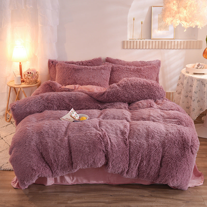 Luxury Thick Fleece Duvet Cover Queen King Winter Warm Bed Quilt Cover Pillowcase Fluffy Plush Shaggy Bedclothes Bedding Set Mostore.com