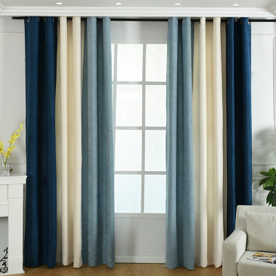 Factory direct stitching simple solid chenille curtain high shading curtain finished living room bedroom curtains CJ
