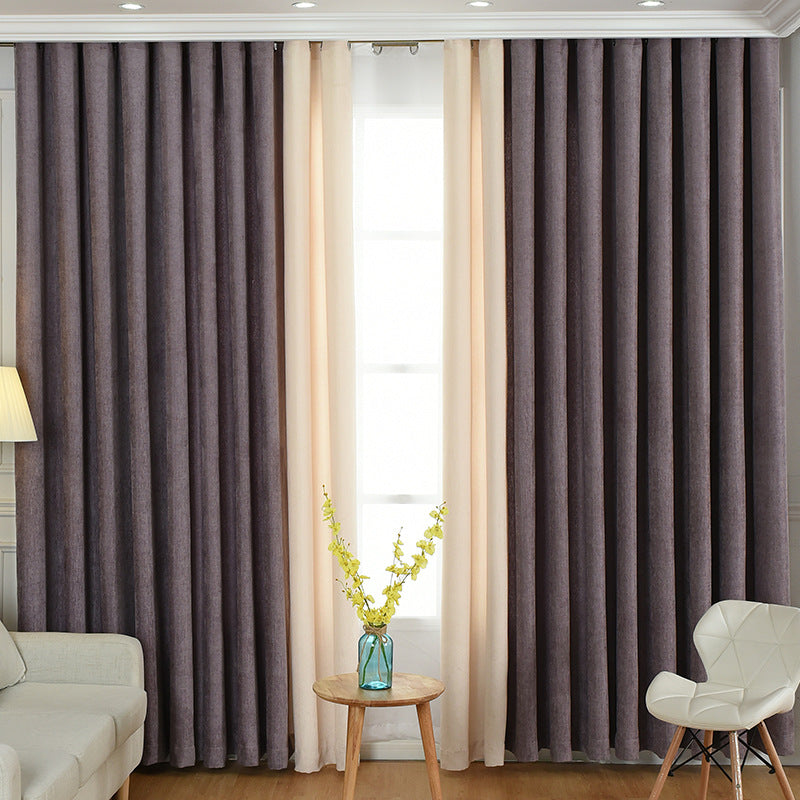 Factory direct stitching simple solid chenille curtain high shading curtain finished living room bedroom curtains CJ