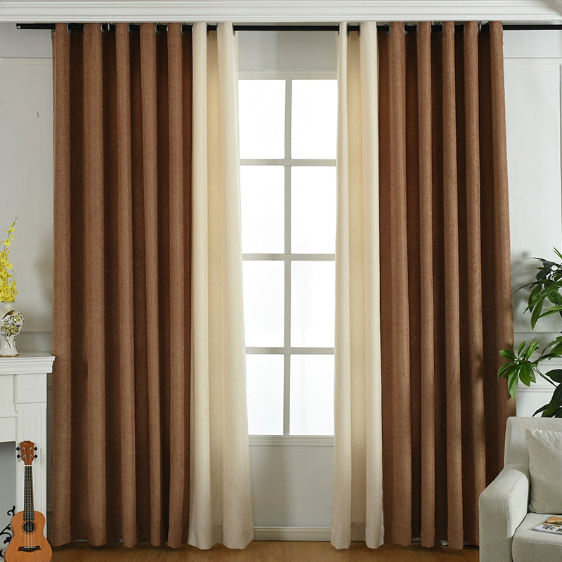 Factory direct stitching simple solid chenille curtain high shading curtain finished living room bedroom curtains CJ