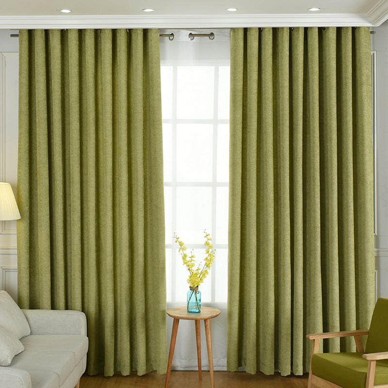 Factory direct stitching simple solid chenille curtain high shading curtain finished living room bedroom curtains CJ