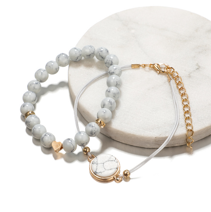 Geometric Creative Hollow Fringed Pine Stone Bracelet Four-piece Mostore.com