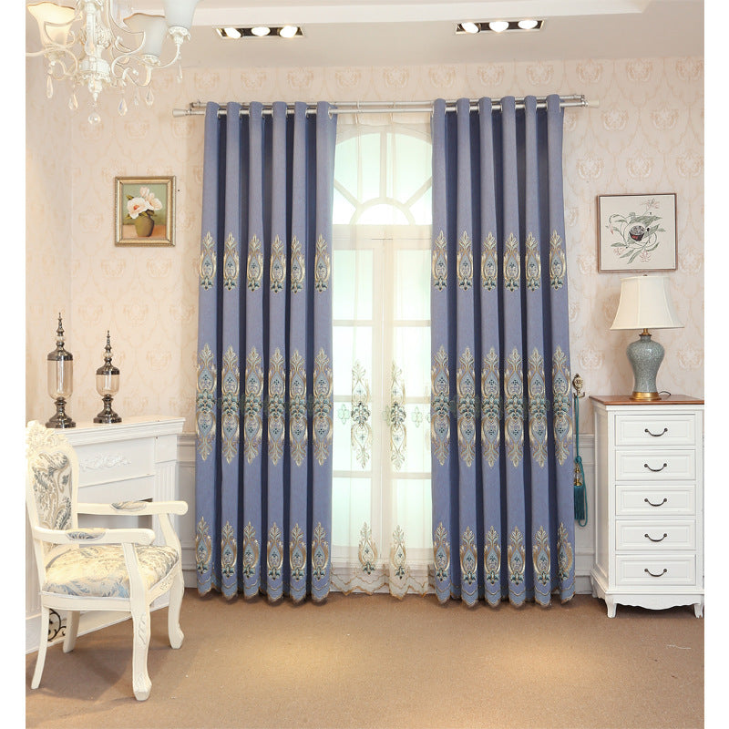 Slub cotton embroidery curtain fabric CJ