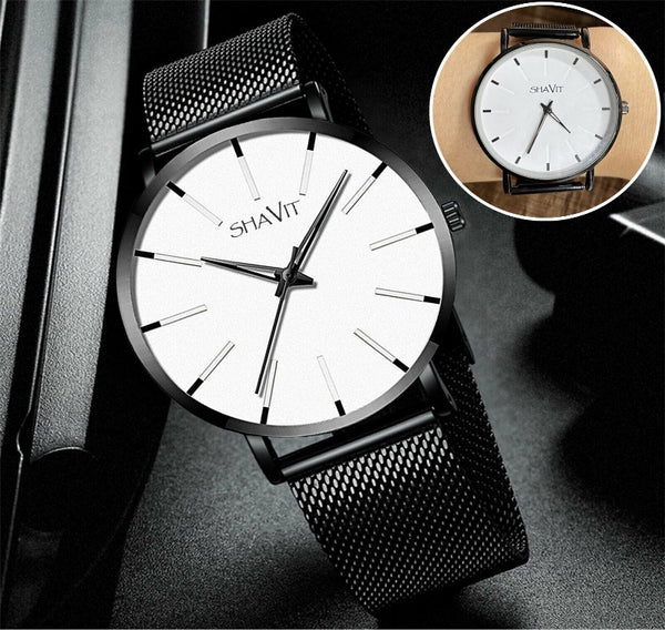 Luxury Men's Quartz Watch Stainless Steel Analog Ultra Thin Waterproof Business Mostore.com