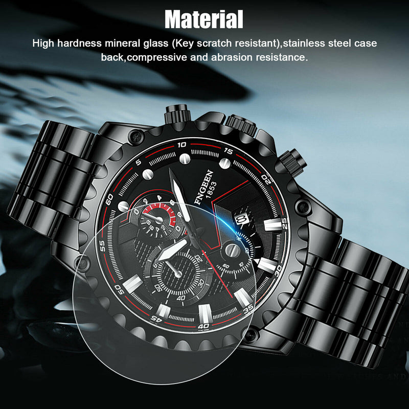 Waterproof Men's Watch Classic Stainless Steel Quartz Luminous Luxury Wristwatch Mostore.com