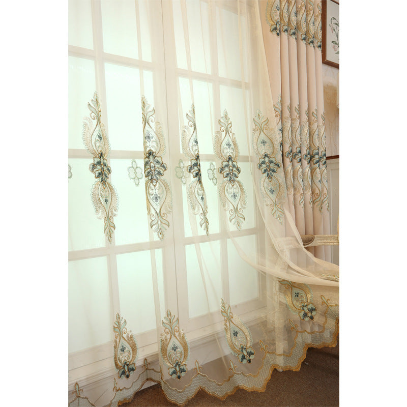 Slub cotton embroidery curtain fabric CJ