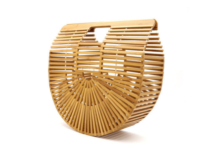 Handmade bamboo bag, clutch bag, portable bamboo basket, semi-circular bamboo bag Mostore.com