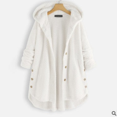Women's Fashion Temperament Pure Color Hooded Double-sided Velvet Sweatshirt Coat American Varieties