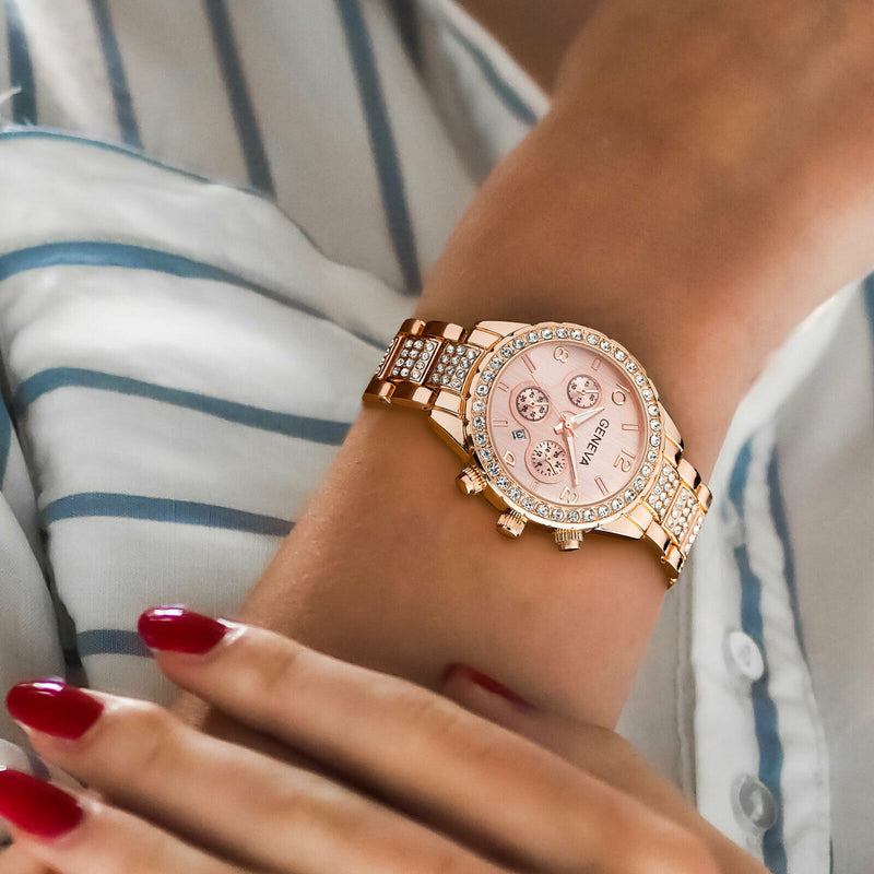 Women Classic Stainless Steel Crystal Quartz Round Analog Wrist Watch For Women Mostore.com