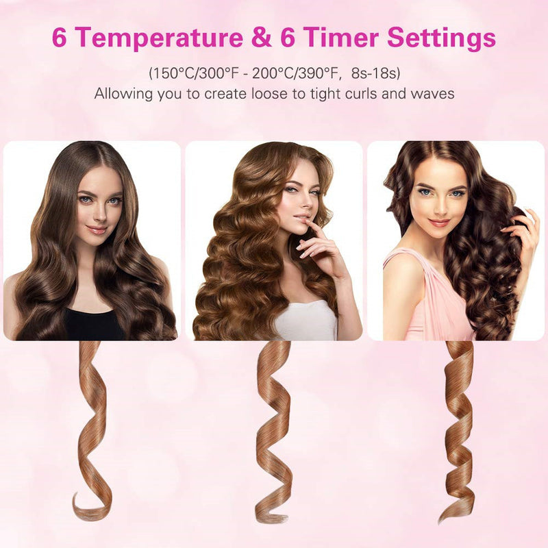 Automatic Hair Curler Curling Iron Wireless Ceramic USB Rechargeable With LED Digital Display Mostore.com