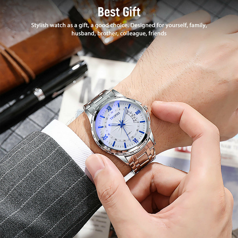 Classic Men's Watch Stainless Steel Wristwatch For Men Quartz Luxury Waterproof Mostore.com