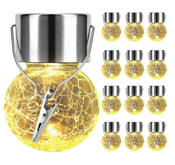 Outdoor Hanging Solar Lights Waterproof Glass Decorative Garden Lights Solar Lantern With Handle For Yard,Garden,Patio American Varieties