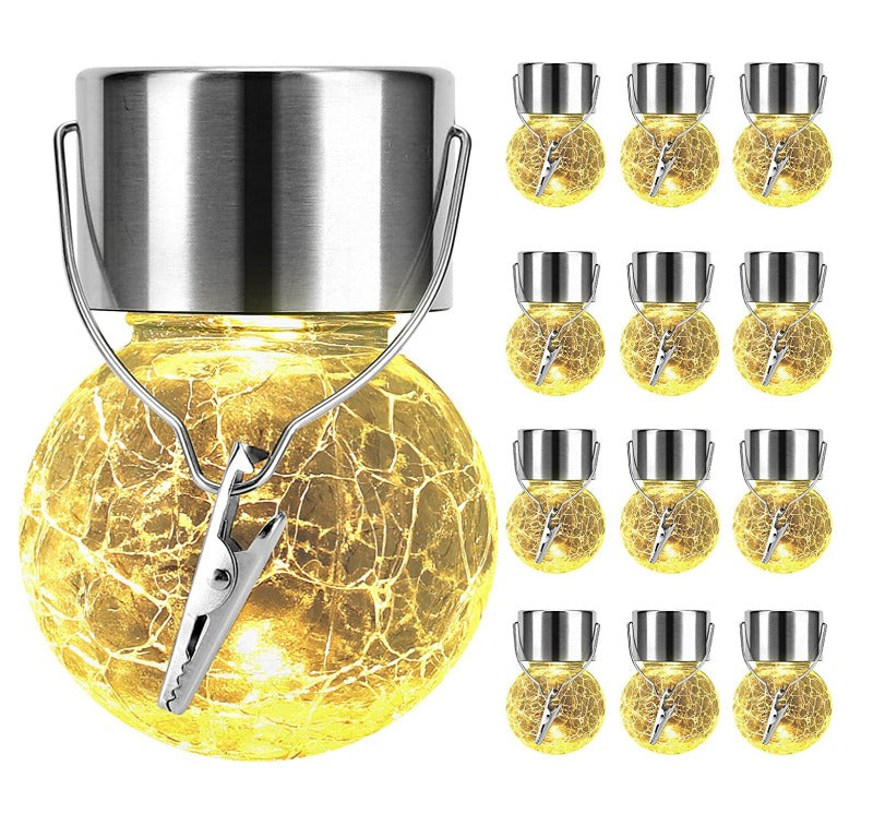 Outdoor Hanging Solar Lights Waterproof Glass Decorative Garden Lights Solar Lantern With Handle For Yard,Garden,Patio American Varieties