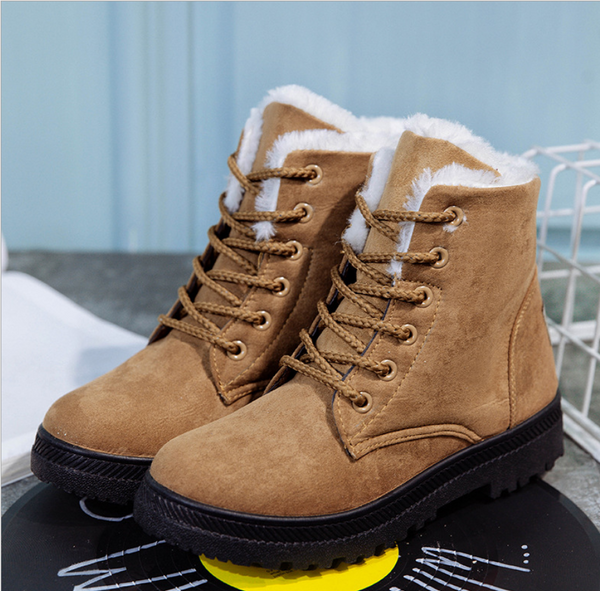 Winter New Women Snow Boots Flat With Large Size Casual Cotton Shoes Trend Women Vulcanized Shoes Artificial Plush Mostore.com