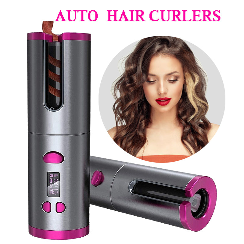 Automatic Hair Curler Curling Iron Wireless Ceramic USB Rechargeable With LED Digital Display Mostore.com
