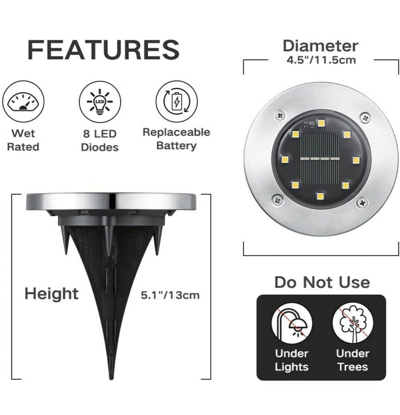 1-16 Pcs LED Solar Power Flat Buried Light In-Ground Lamp Outdoor Path Garden American Varieties