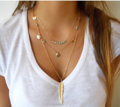 Double-layer Triangle Necklace Multi-layer Clavicle Chain Mostore.com