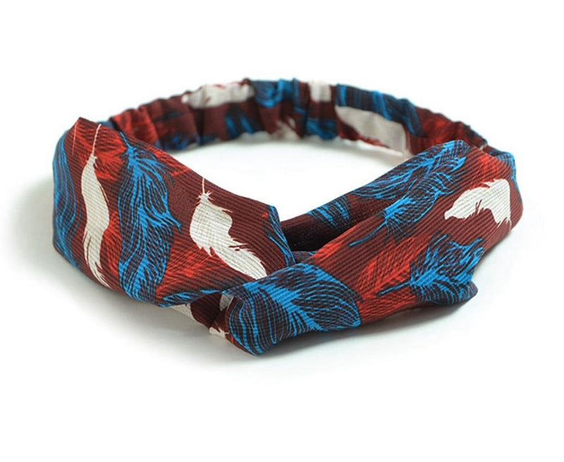 Women Retro Style Hairband floral Print Headband Cross Mostore.com