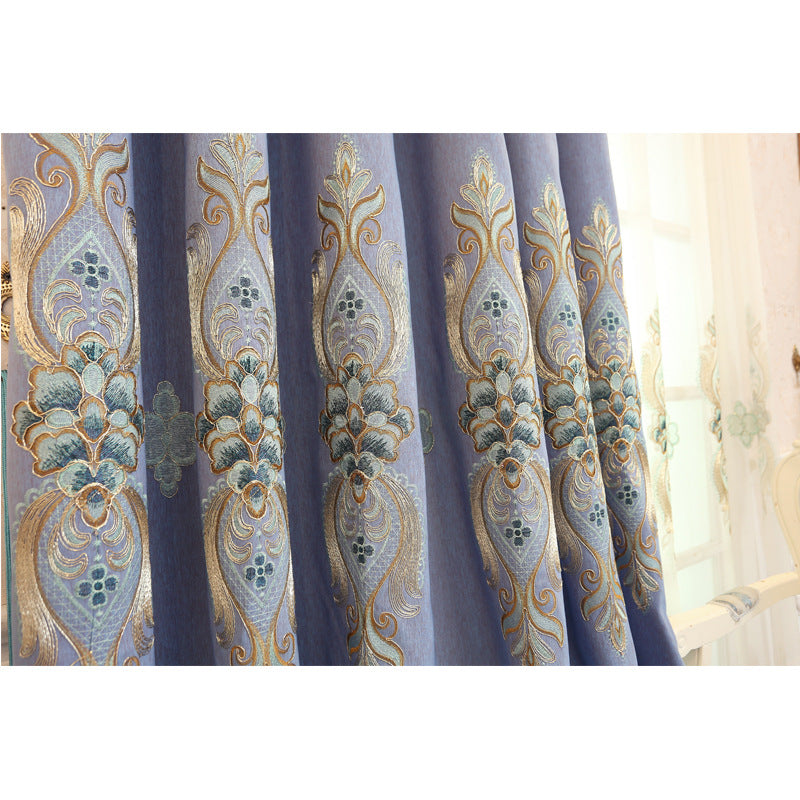 Slub cotton embroidery curtain fabric CJ