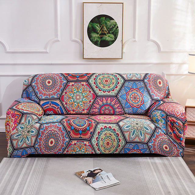 Bohemian style stretch all-inclusive sofa cover Mostore.com