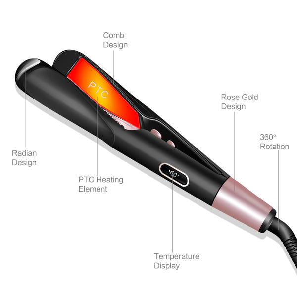2 in 1 Electric Hair Straightener Ceramic Curling Wand Iron Curler Mostore.com