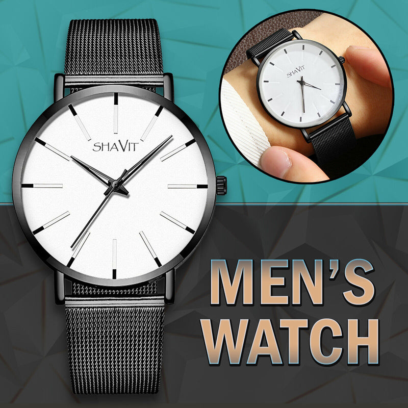 Luxury Men's Quartz Watch Stainless Steel Analog Ultra Thin Waterproof Business Mostore.com