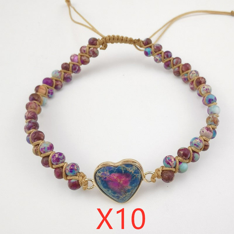 Red Emperor Stone Bracelet Peach Heart Love Bracelet Braided Bracelet Mostore.com