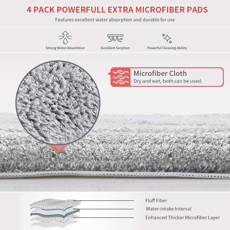 Microfiber Floor Mop 360 Rotating Dust Wet Mop For Hardwood Cleaning With Adjustable Handle, 4 Reusable Washable Mop Pads And 1 Scraper American Varieties