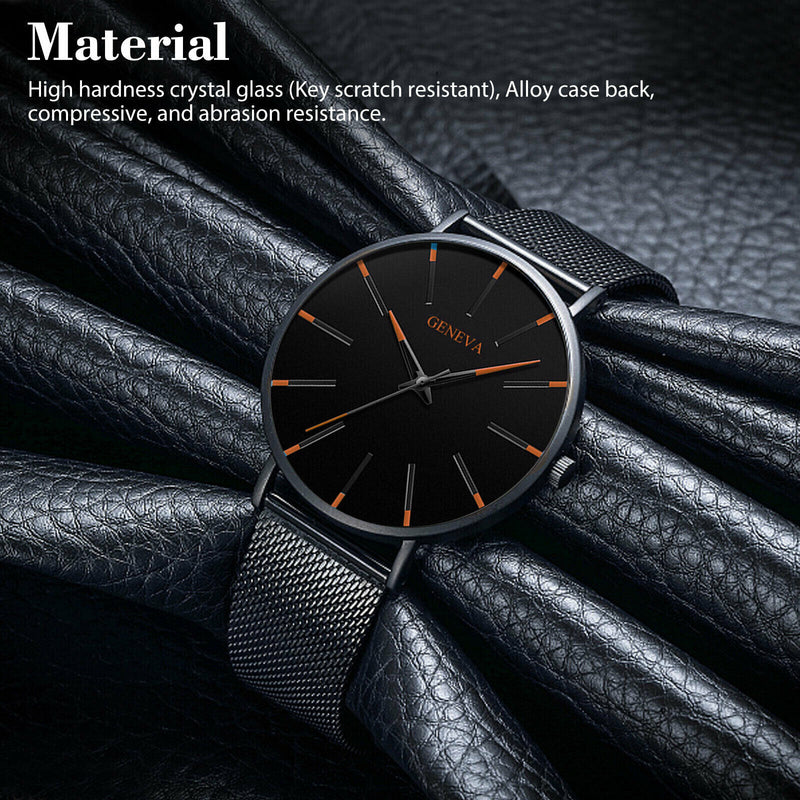 Luxury Men's Quartz Watch Stainless Steel Analog Ultra Thin Waterproof Business Mostore.com