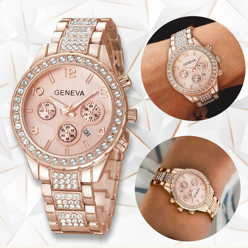Women Classic Stainless Steel Crystal Quartz Round Analog Wrist Watch For Women Mostore.com