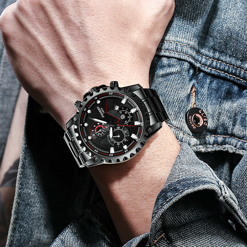 Waterproof Men's Watch Classic Stainless Steel Quartz Luminous Luxury Wristwatch Mostore.com