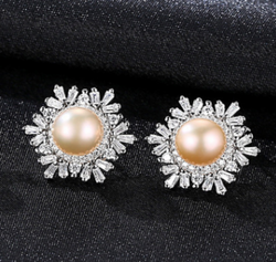 Sterling Silver Snowflake Stud Earrings Korean Gemstone Pearl Earrings Fashion Silver Mostore.com
