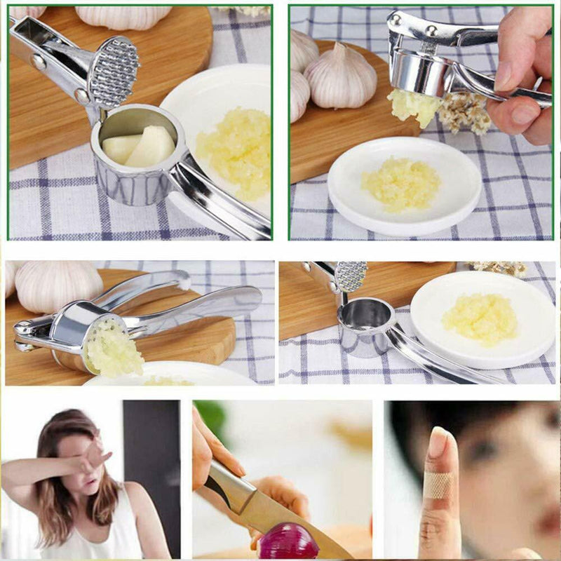 Garlic Press Crusher Mincer Chopper Peeler Squeeze Cutter Stainless Steel Ginger Mostore.com