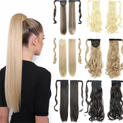 Long Straight Wrap Around Clip In Ponytail Hair Extension Heat Resistant Synthetic Tail Fake Hair Mostore.com
