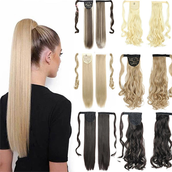 Long Straight Wrap Around Clip In Ponytail Hair Extension Heat Resistant Synthetic Tail Fake Hair Mostore.com