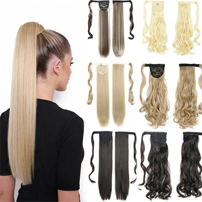 Long Straight Wrap Around Clip In Ponytail Hair Extension Heat Resistant Synthetic Tail Fake Hair Mostore.com