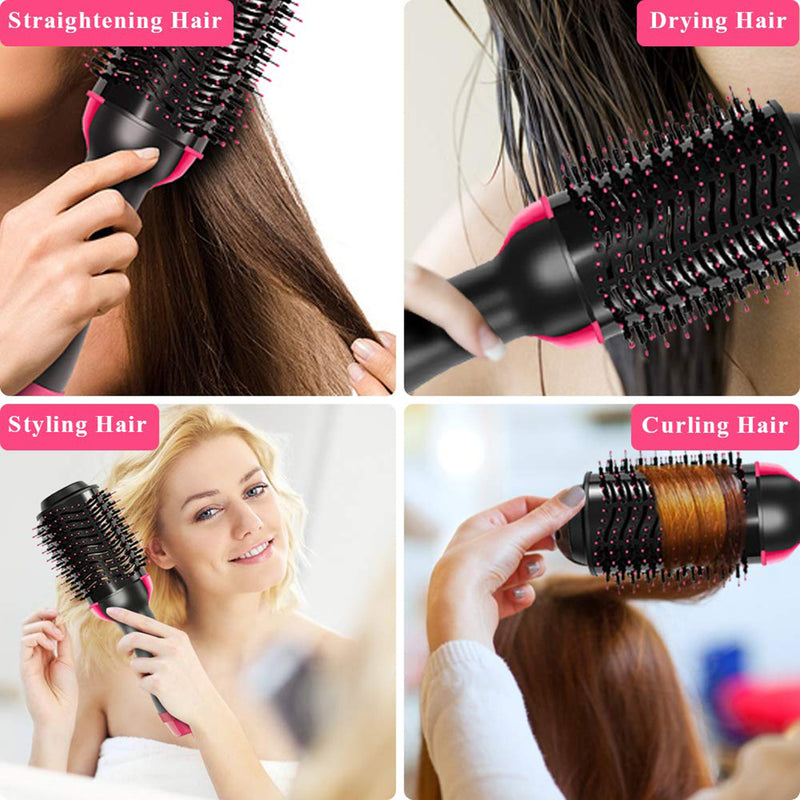 2 in 1 Multifunctional Hair Dryer & Volumizer Hair Brush Roller Rotate Comb Styling Straightening Curling Iron Mostore.com