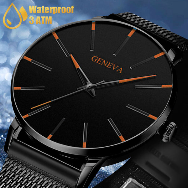Luxury Men's Quartz Watch Stainless Steel Analog Ultra Thin Waterproof Business Mostore.com