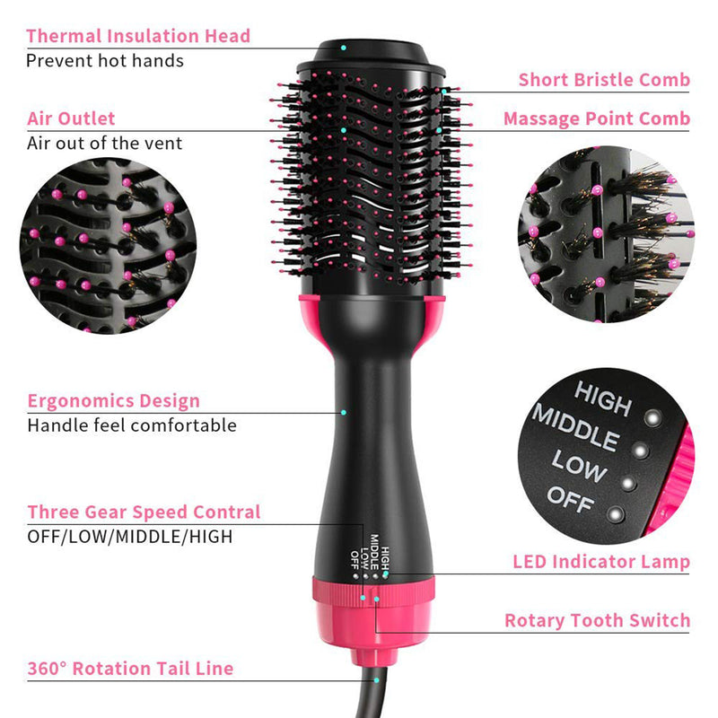 2 in 1 Multifunctional Hair Dryer & Volumizer Hair Brush Roller Rotate Comb Styling Straightening Curling Iron Mostore.com