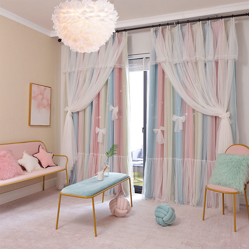 Nordic Simple Hollow Star Princess Wind Bedroom Blackout Curtains CJ