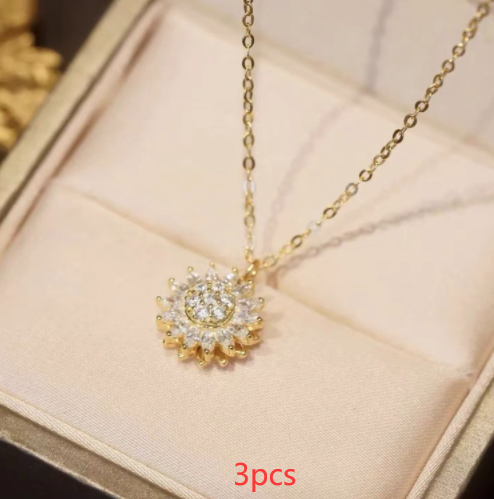 Rotatable Sunflower Necklace Full Of Diamonds Mostore.com