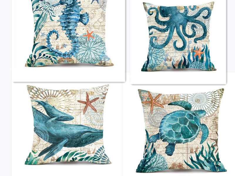 Cushion Covers Sea Turtle Printed Throw Pillow Cases For Home Decor Sofa Chair Seat Mostore.com